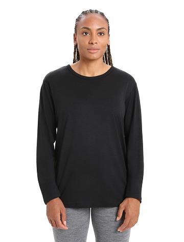 Dámské Long Sleeve Icebreaker Merino Granary T-Shirt Černé | CZ 1308ILHS